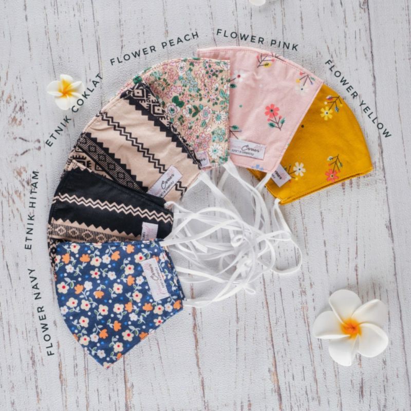 masker hijab katun headloop motif 3 ply lapis by hawacorner