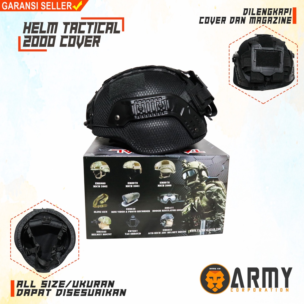 Helm Tactical Mich 2000 Full Cover Hitam