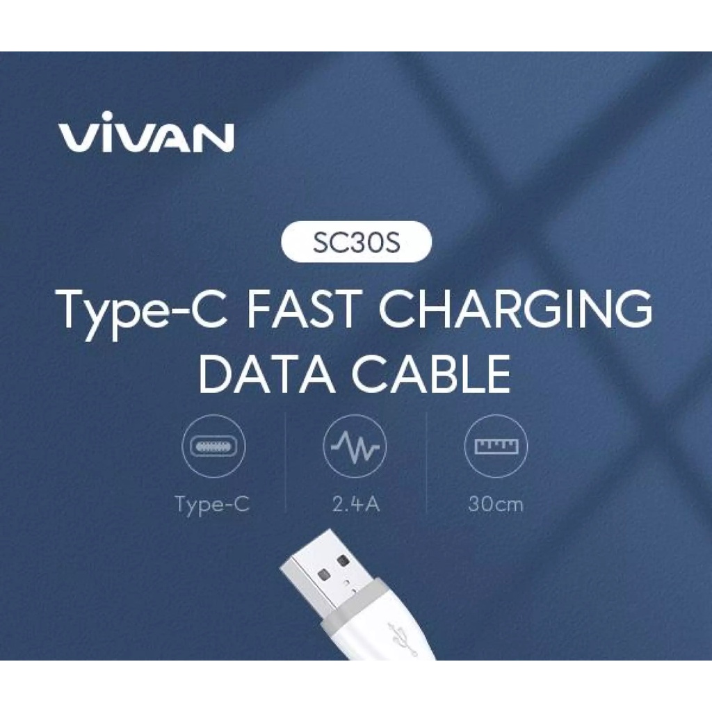 Kabel Data Type C Vivan SC30S SC100S SC200S 2.0A FAST CHARGING Kabel Casan Tipe C Kabel Type-C Power Bank