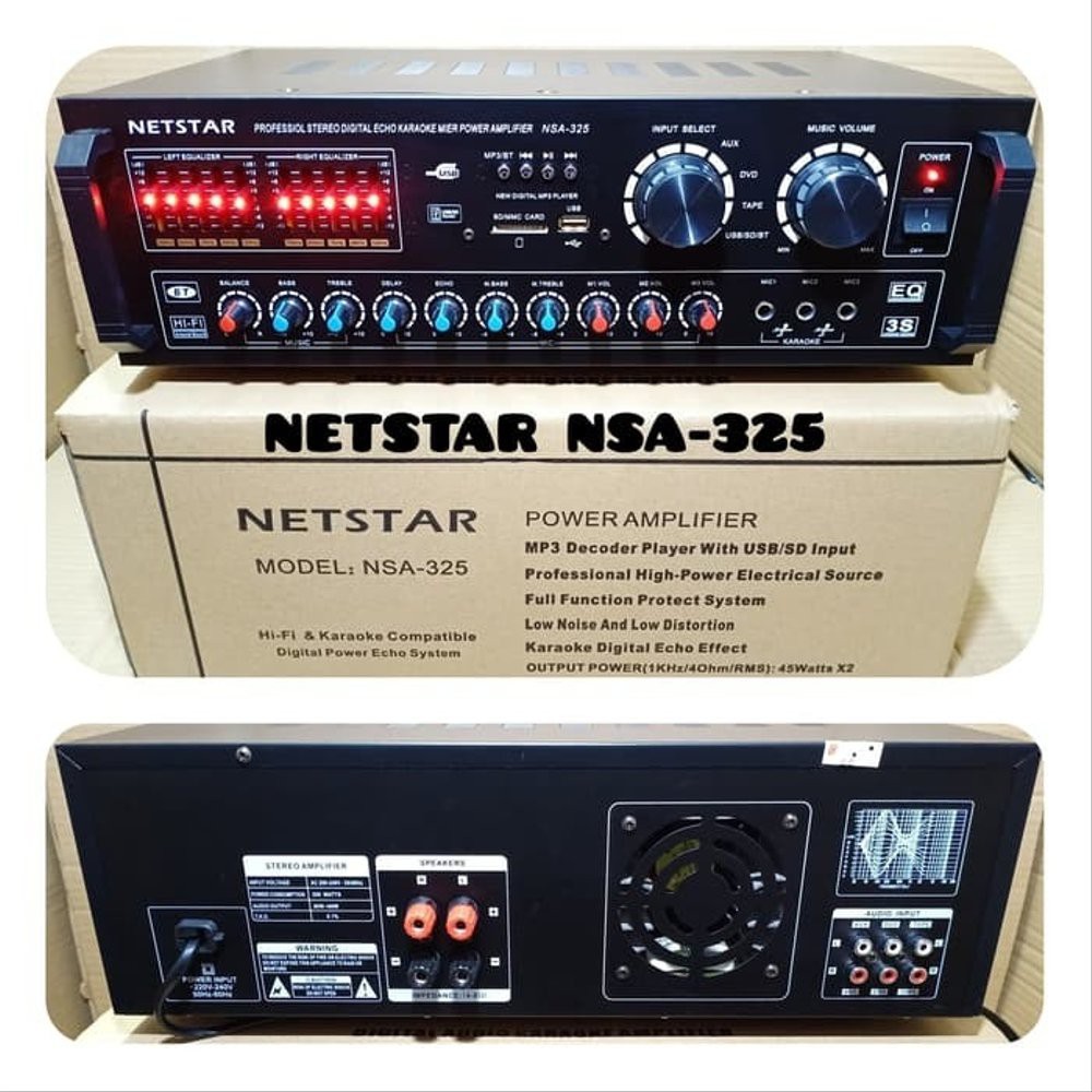 ampli bluetooth netstar nsa 325 amplifier karaoke mixer nsa325