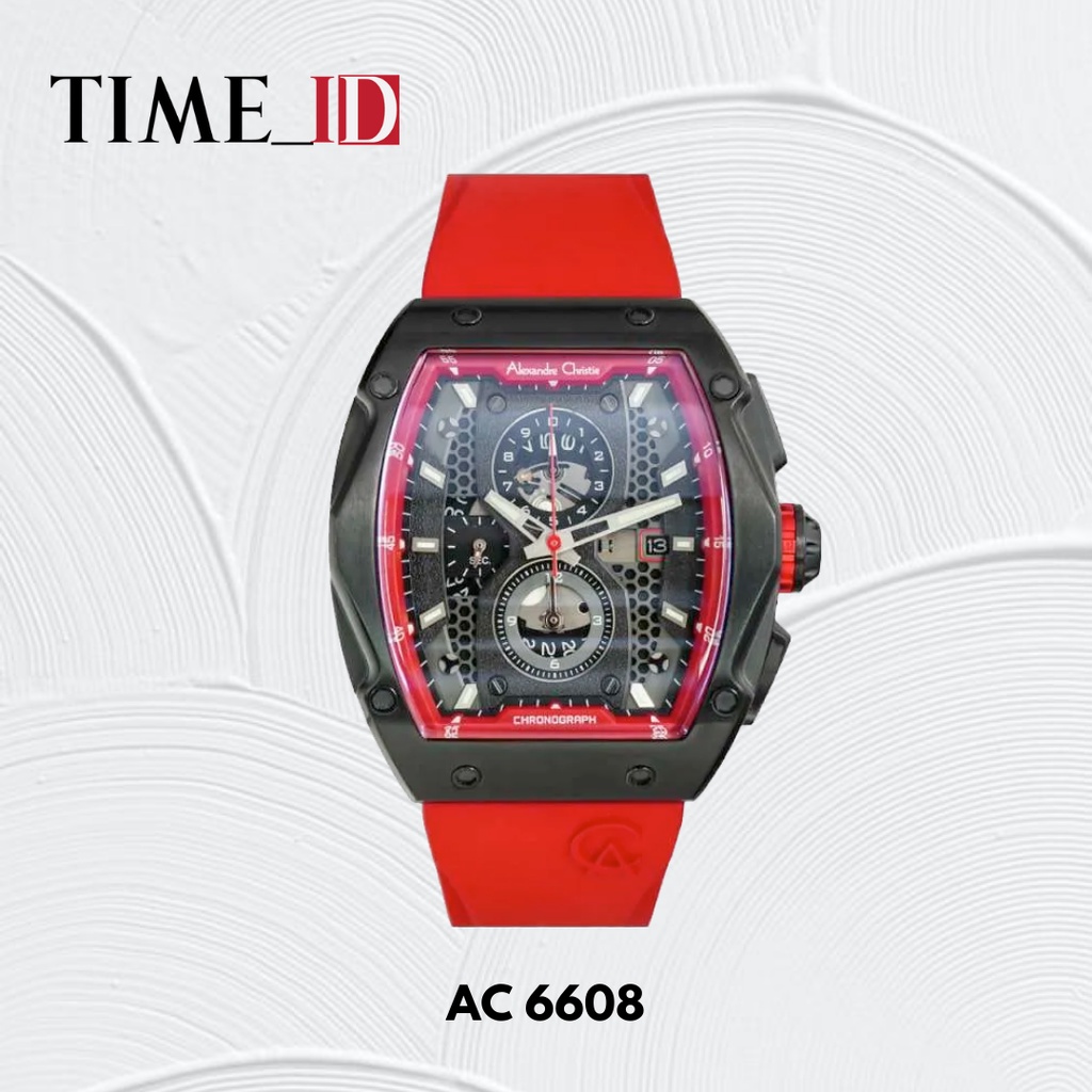 Jam Tangan Alexandre Christie AC 6608 BLACK RED Pria