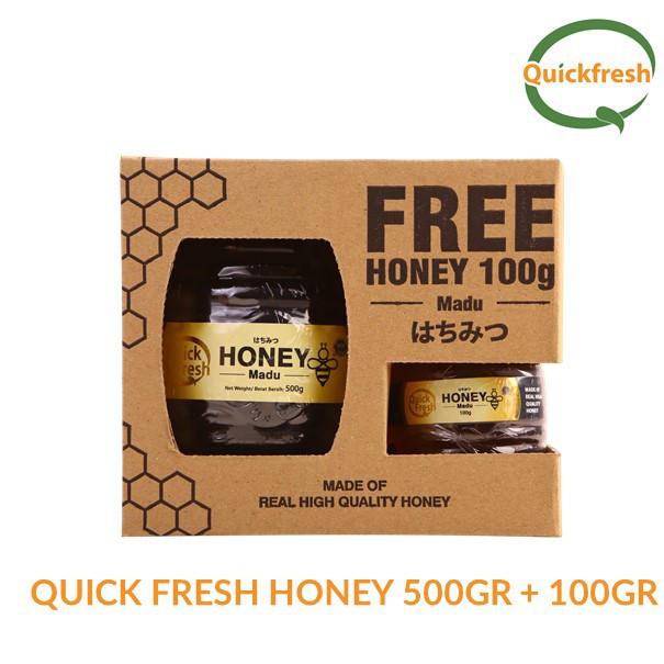 

Promo [PAKET BUNDLING] Quick Fresh Honey / Madu Murni 500GR + 100GR Jar Original