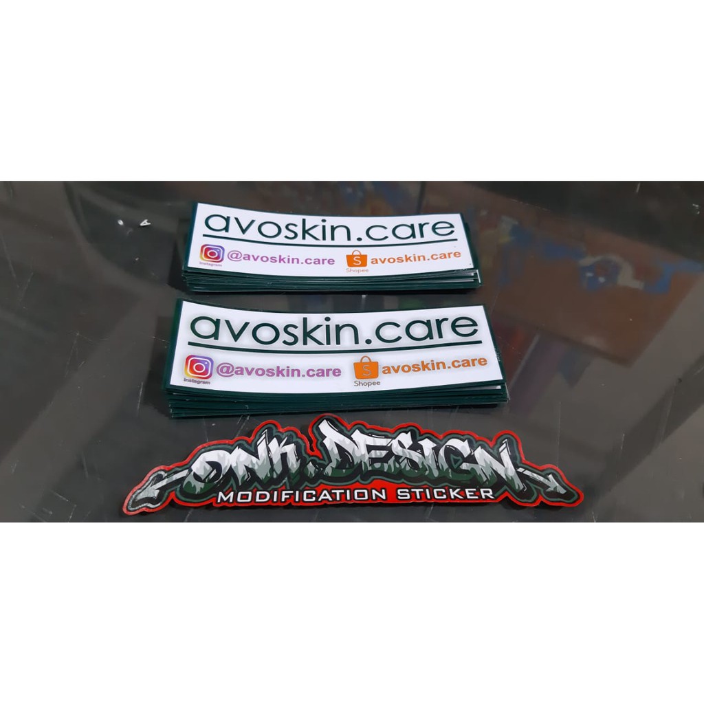 

cutting sticker stiker bebas desain printing waterproof label merk laminasi 143