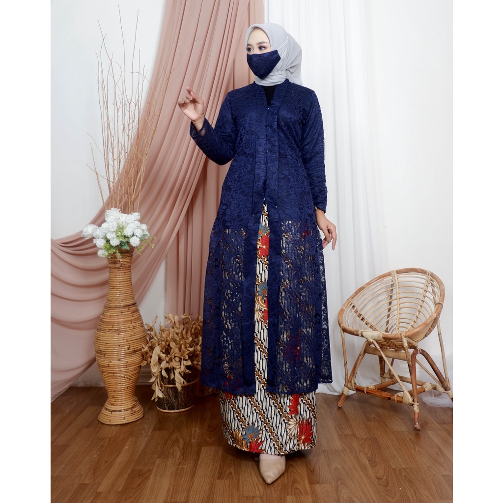 Permata Olshop / Setelan Kebaya Tunik Brokat Hayati / Tunik Tradisional Model Terbaru / Baju Kurung Brukat / Tunik Pesta