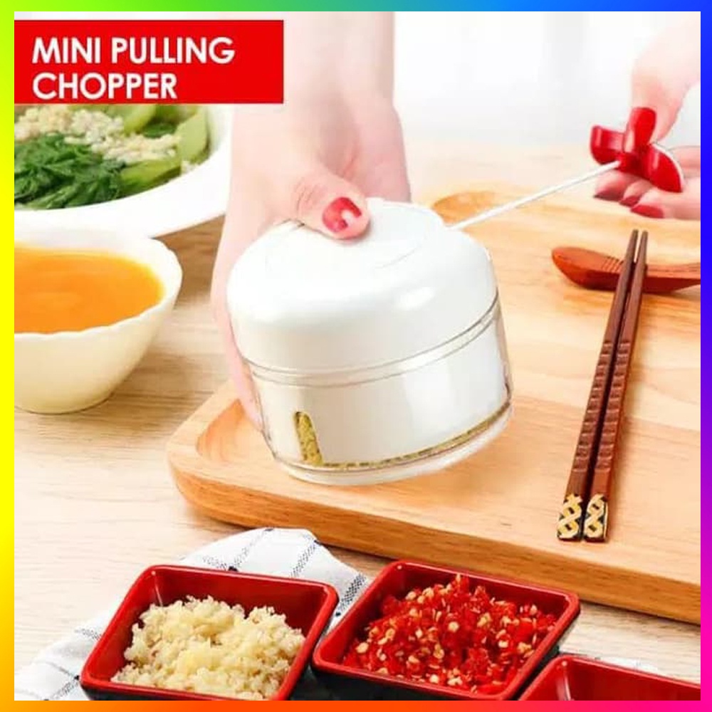 Mini Speedy Chopper Blender Tangan Tarik Manual Alat Pencacah Food Chopper  Blender Tarik Tangan Penghalus Daging Bumbu Serbaguna Mini Food Chopper - Blender Tarik Tangan Manual Mini Speedy Chopper - Alat Pemotong Manual Mini Warna Random / Acak