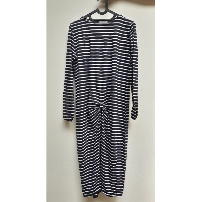 baju preloved tunik kaos strip hitam putih by radwah
