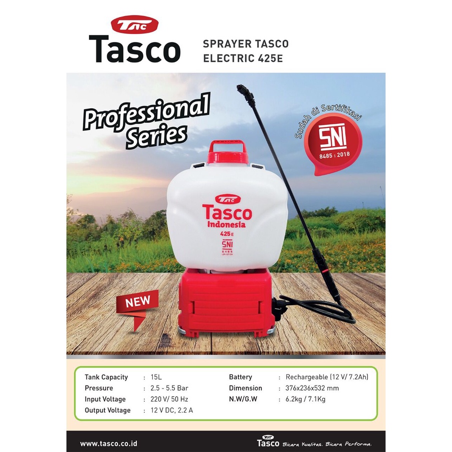 Sprayer Hama Elektrik 15L TASCO 425E / Alat Semprot Semprotan Obat Hama Elektrik 15 Liter 425 TASCO