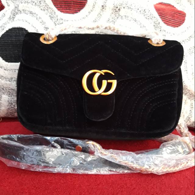 Gucci black Suede bag | Shopee Indonesia