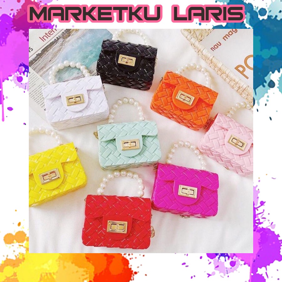 MKL - TAS MINI JELLY ANYAM PEARL TAS IMPORT JELLY MUTIARA MINI ANYAM | TAS JELLY GLOSSY W164 W178