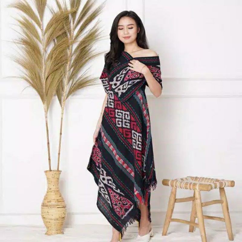 Dress tenun zoya selendang baju tenun jepara etnik DTB106