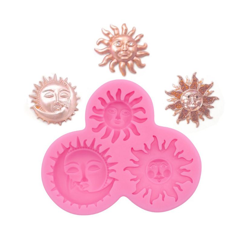 SIY  Sun and Moon Face Soft Silicone Mold  Keychain Mold DIY Silicone Baking Molds