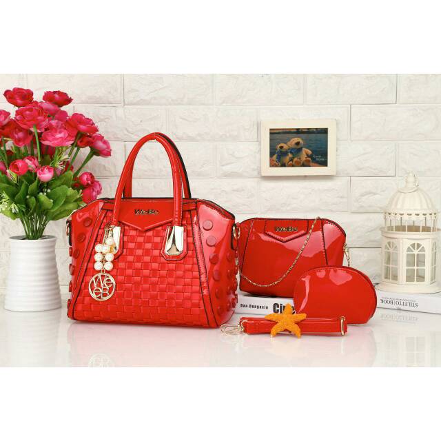 Tas WEBE* Zocaria 5716 (3in1) wanita branded batam glossy fashion import