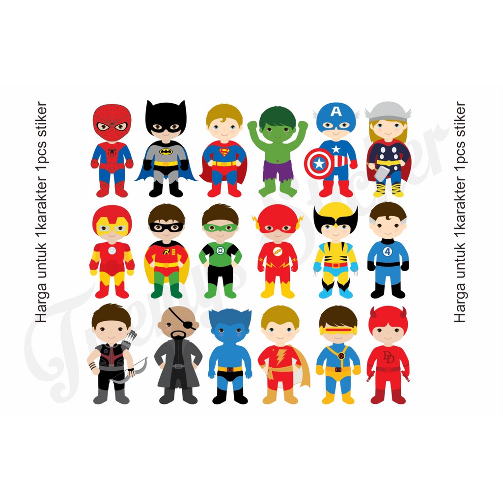 

STIKER CARACTER SUPERHERO HARGA UNTUK PERPCS