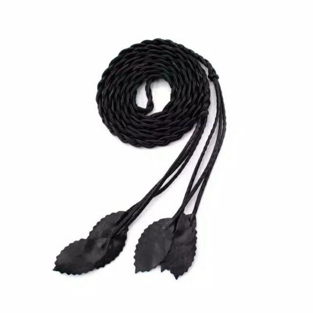 COD TERLARIS | TERMURAH | GROSIR TALI KEPANG IKAT PINGGANG 5 WARNA MUTIARA / DAUN-Hitam daun