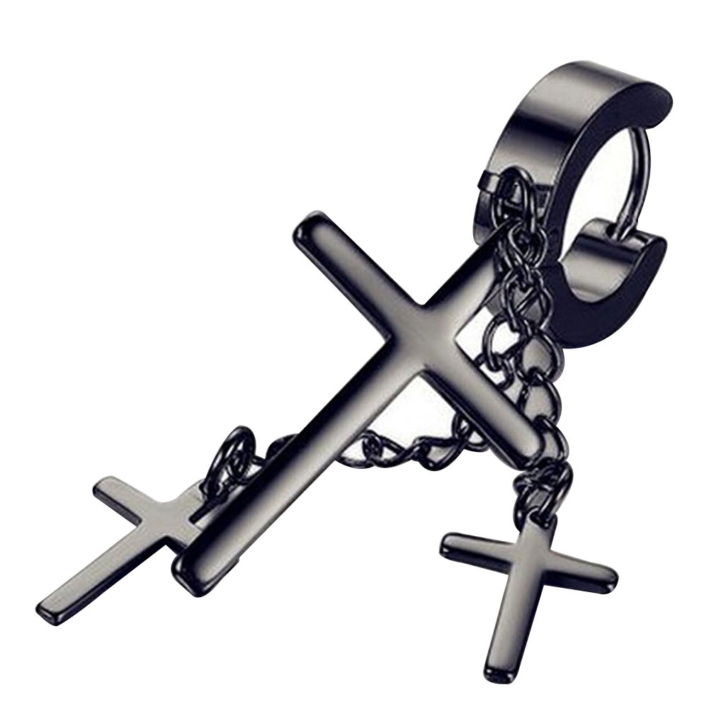 Hu Hu Hu Hu Hu Alat Bantu Pasang Kacamata♡ Anting Gantung Model Salib Banyak Lapis Gaya Punk Untuk Wanita