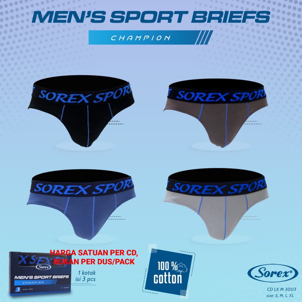 CD Sorex Pria Man Sport LK M 3003 | Celana Dalam Laki Laki Karet Boxer | Open Sorex Grosir 3pcs/1box