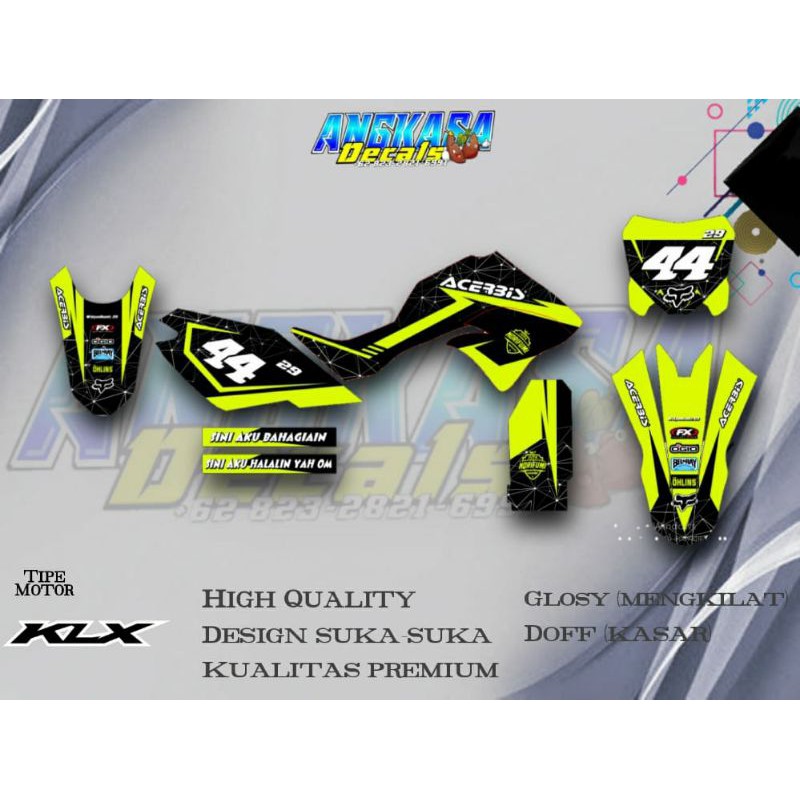 DECAL STIKER STICKER KLX D-TRACKER HIJAU STABILO
