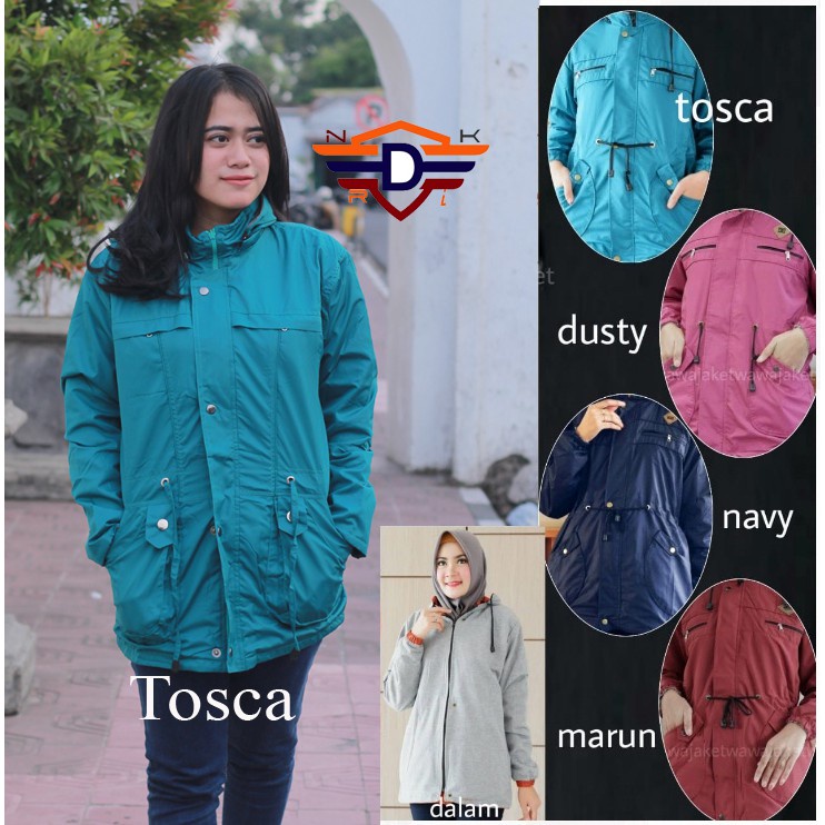 Grosir Jaket Bolak Balik Wanita Jumbo Parka XXL  WaterProff Original / COD Jaket Jumbo Waterproff Big Size Keren