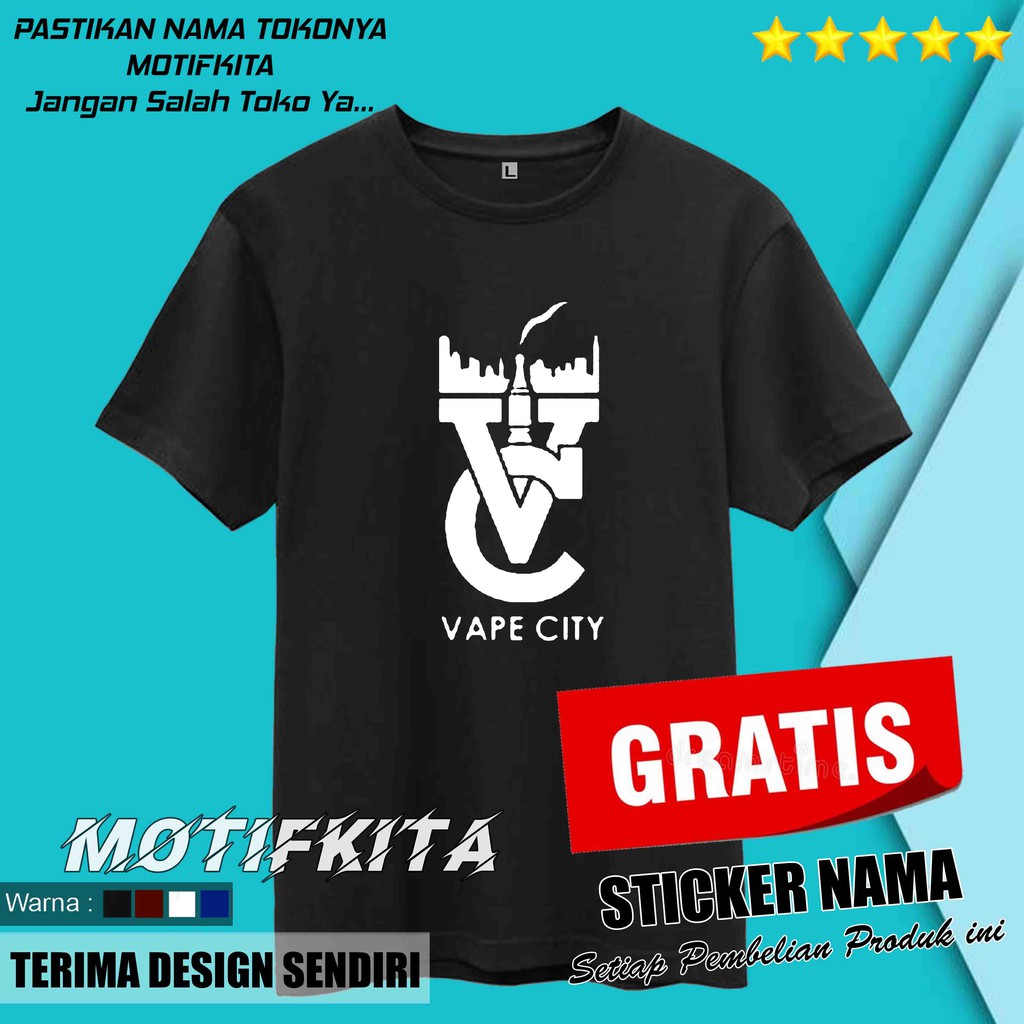 Baju  Kaos VAPE CITY Simple  keren Pria    Motifkita