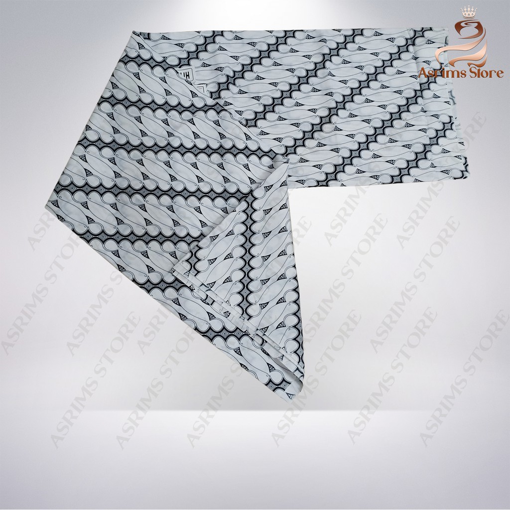 Kain Batik Jogja Jarik Batik Samping Kebat Jogjaan Hitam Putih Santoso AAA Premium Original-F