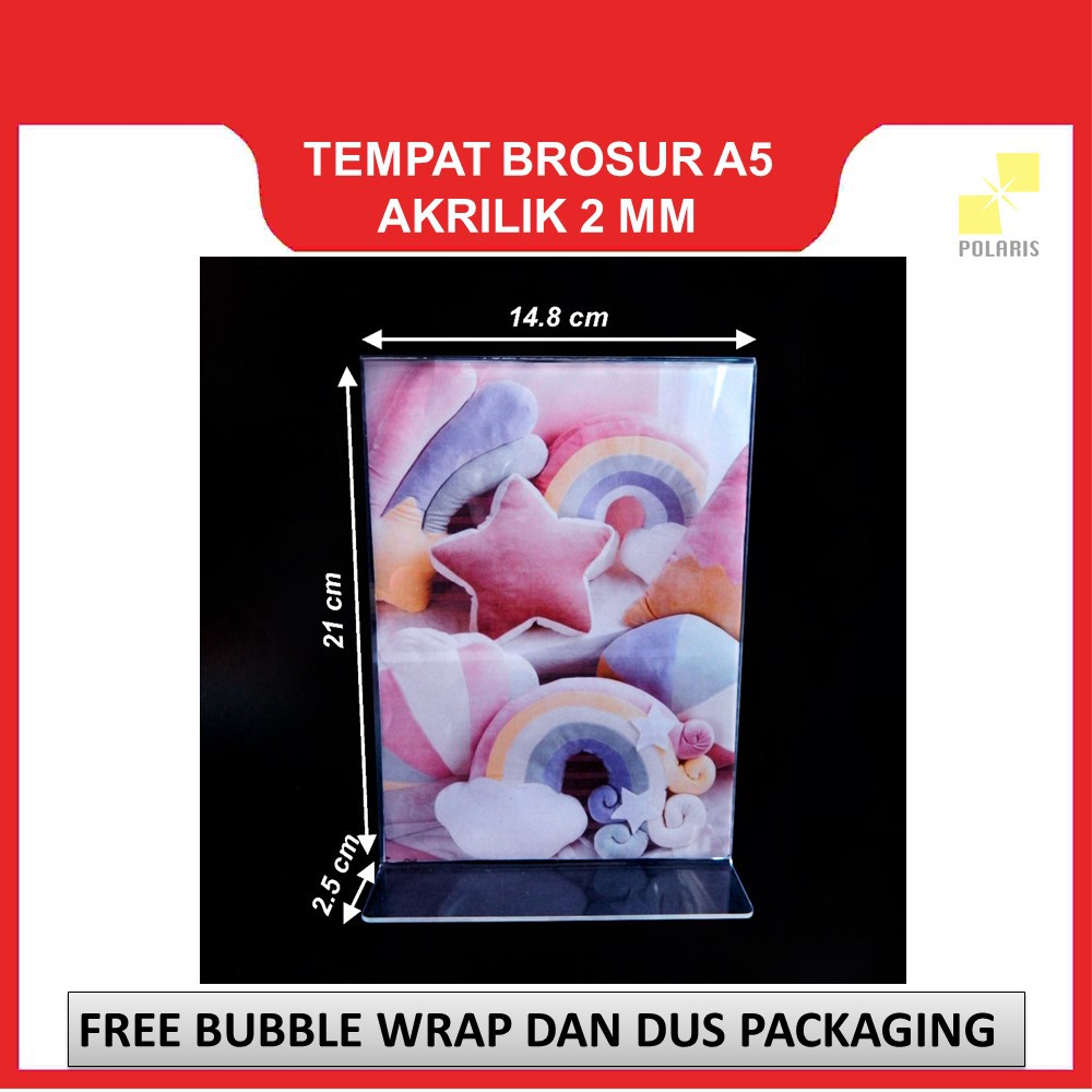 ACRYLIC TENT HOLDER / TEMPAT BROSUR AKRILIK / NOMOR MEJA UKURAN A5