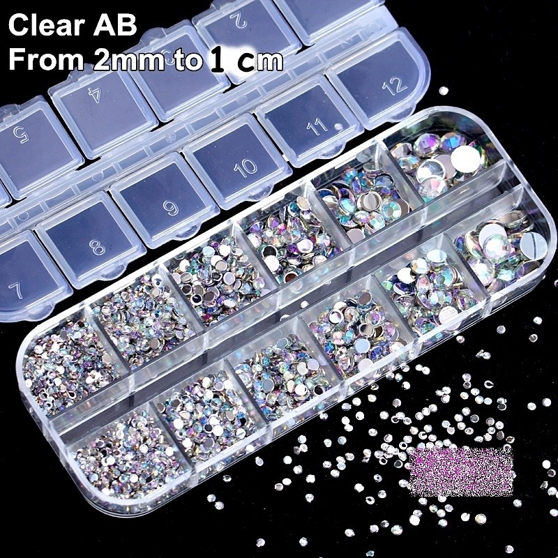 3600 BUTIR Rhinestone BLING Clear MULTICOLOR Mix Sizes 2mm to 1cm 3D Nail Art