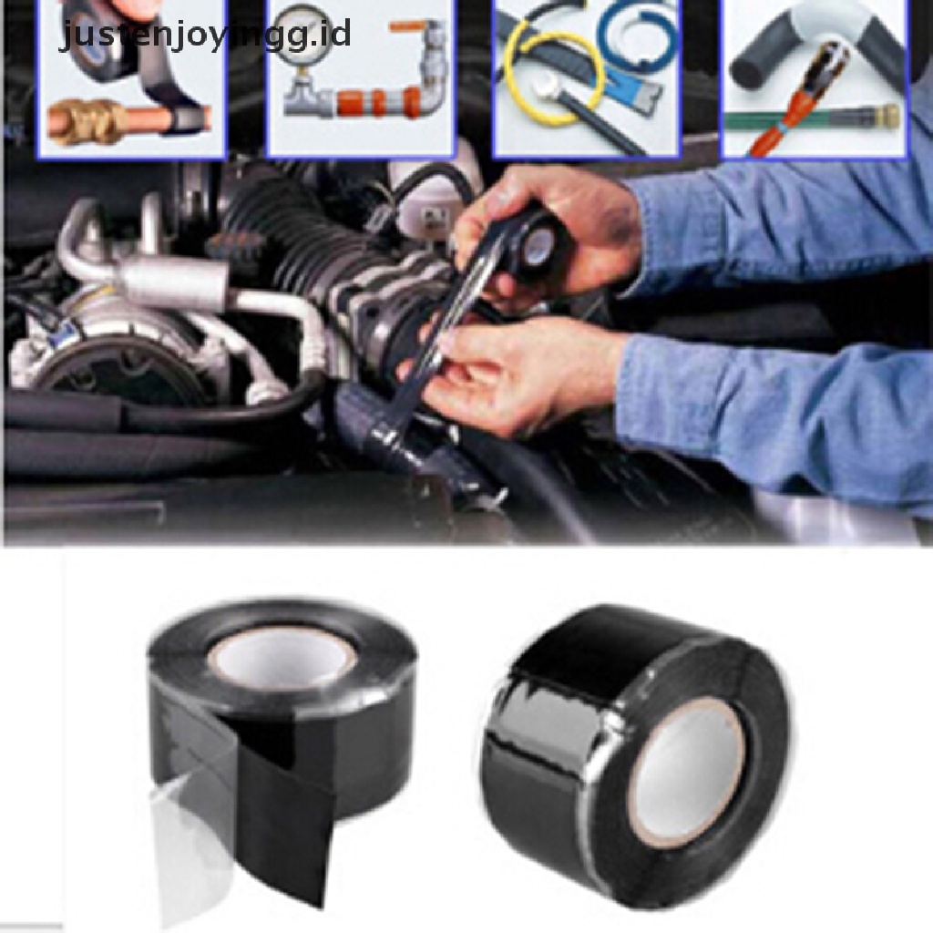 // justenjoyingg.id // 2.5cm*1.5m Black Waterproof Tape Powerful Strong Rubber Seal Repair Tape ~