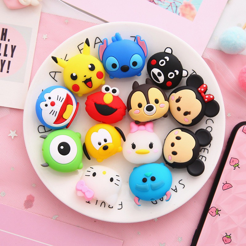 OVERFLOWS.ID [ Part 1] Cable Bite Pelindung Ujung Kabel Cable Casing Protector Tsum Tsum Kartun Lucu