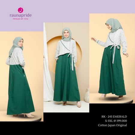 Gamis Muslimah Terbaru Rauna RK 243 Emerald