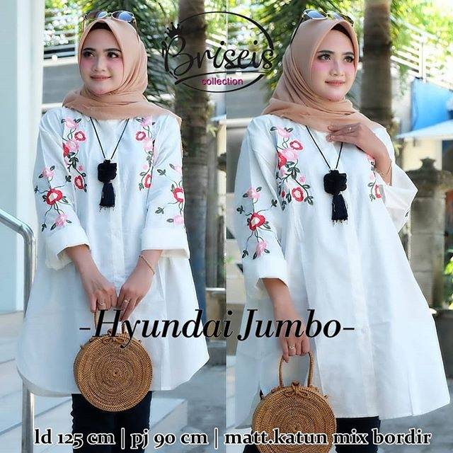 Hyundai Jumbo Blouse Katun Bordir Bunga