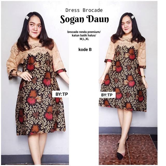 Dress brocade sogan daun