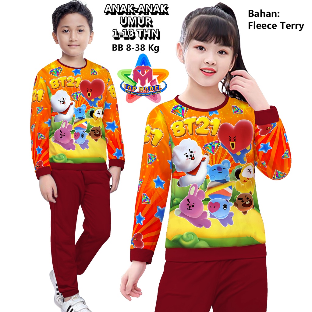 Setelan Anak anak BTS BT21 Printing Setelan Olahraga anak TM 00089 BISA COD &amp; Gratis Ongkir Training Anak Cowok Cewek terbaru dan termurah Sportswear Children Paling Tren &amp; Laris Terbaru Kekinian Baju Anak Baju Olahraga Anak Baju Senam Baju Olahraga