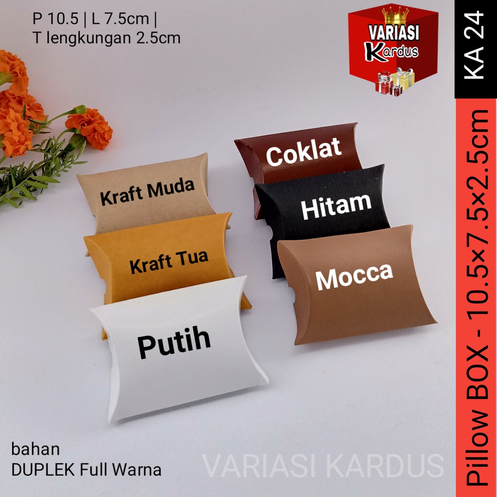 

ISI 36 BIJI pillow box 10cm ka24 | kotak kado kardus sabun dus souvenir aksesoris - kraft tua