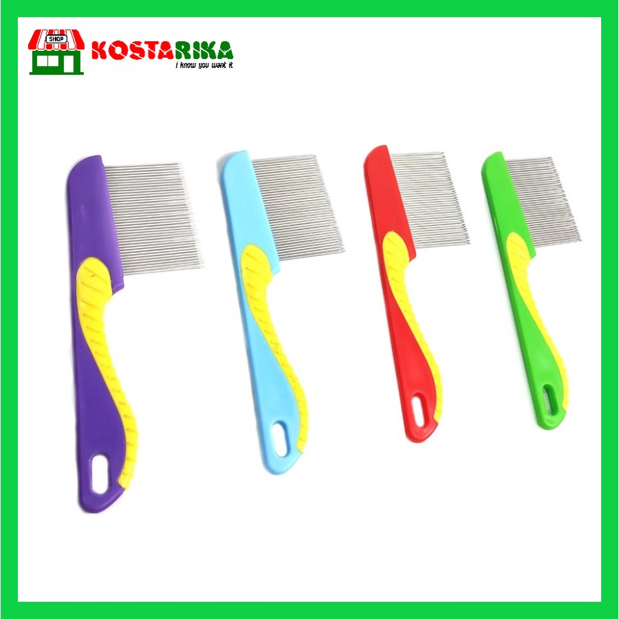 Sisir Logam Sisir Kutu dan Ketombe Serit Logam Gagang Panjang Simpel