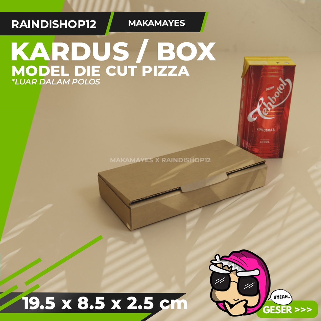 

(MIN 10 PCS) BOX 19.5 X 8.5 X 2.5 CM KARDUS DIE CUT PIZZA KEMASAN PACKAGING KADO