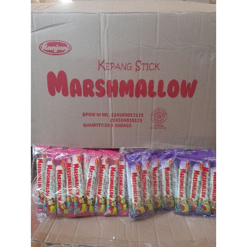 Marsmallow Kepang Stick Warna Warni Rainbow Bravoo isi 20 pcs