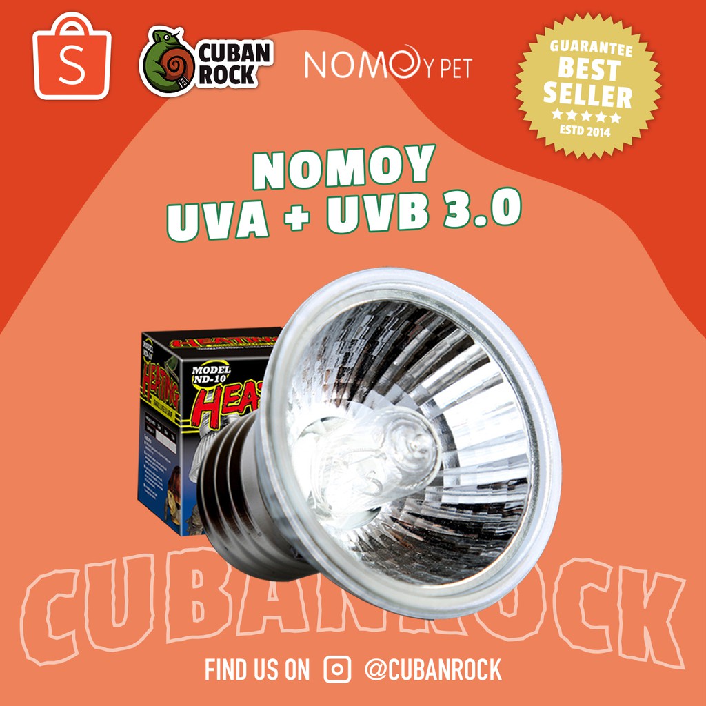 Lampu Reptil Nomoy UVA + UVB 3.0 25watt Sulcata Tortoise iguana