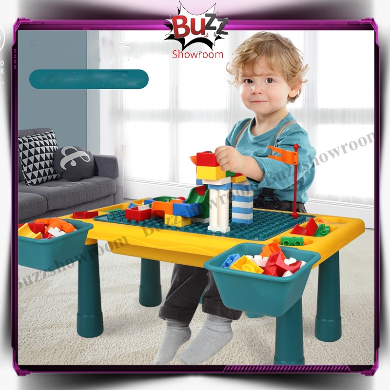 Multifunctional Toy Block Table Meja Belajar Main Brick Anak Multifungsi