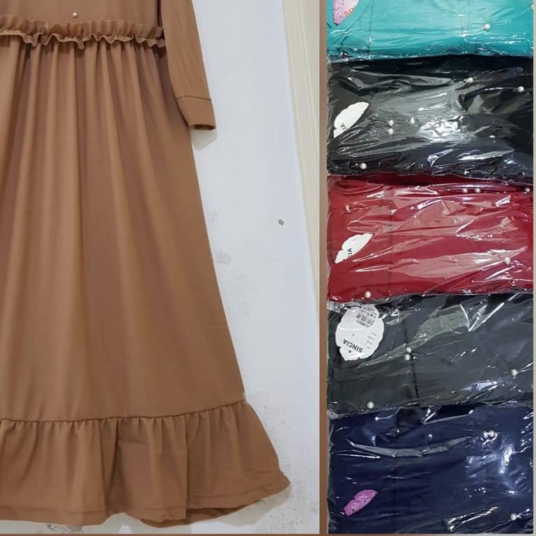 ◄ westylis Gamis Polos Rampel Taburan Mutiara Model Kerut DADA ( Real Pic ) All Size XL / Ld 100 cm 