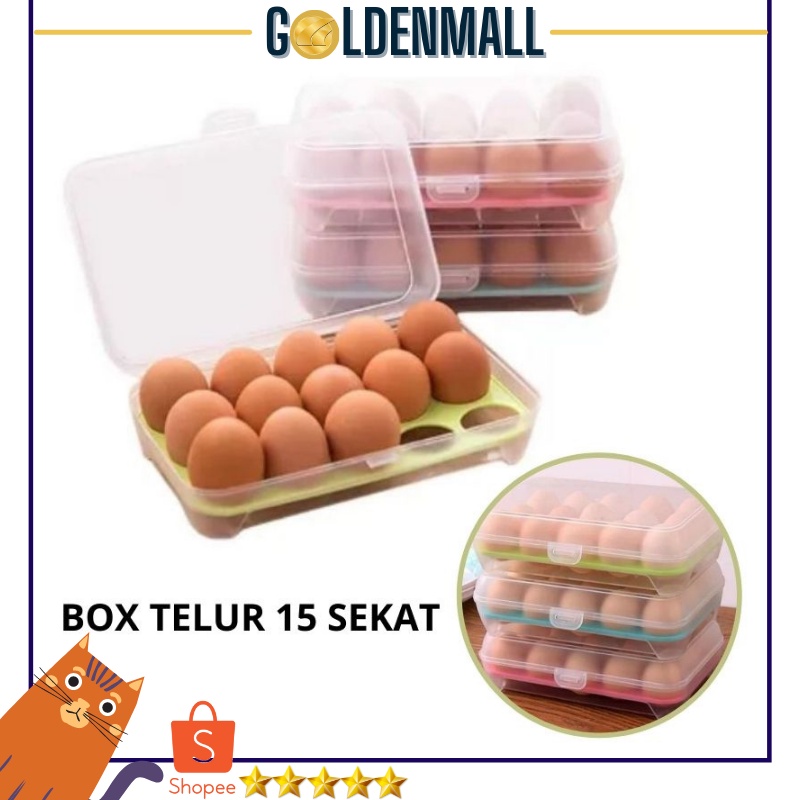 Kotak Telur Portable 15 sekat/ Box Telur / Egg Box / Tempat Telur Serbaguna [1KG=10PCS] GM85 COD