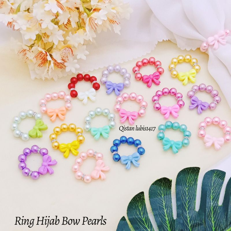 Ring Hijab Bow Pearls