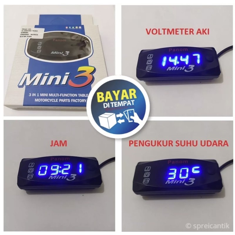 Volt meter aki voltase waktu suhu 3in1 VOLTMETER AKI WATERPROOF