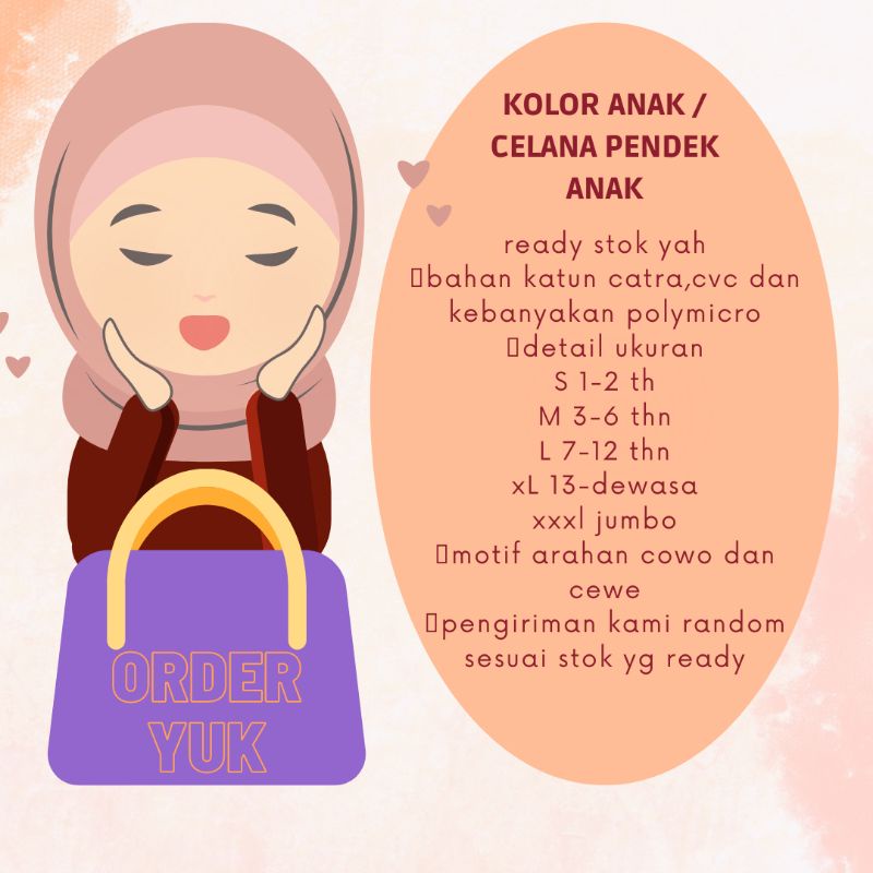 TERMURAH CELANA HARIAN ANAK // KOLOR ANAK UNISEX // CELANA PENDEK BAYI 3-5 TAHUN