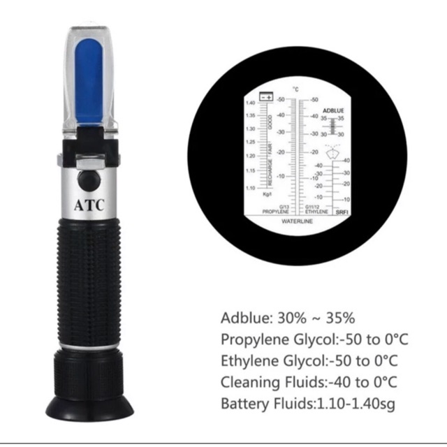 Refractometer Batere Aki Mobil Ethylene Propylene Glycol Urea 4 in 1