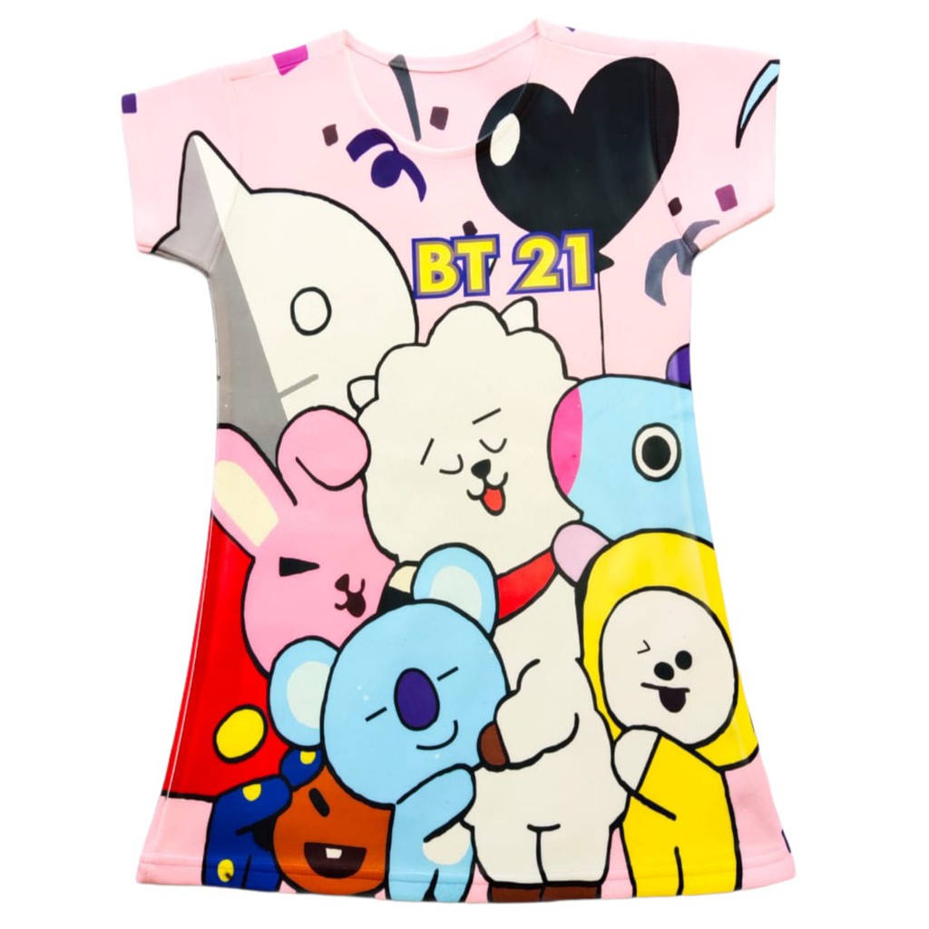 Dress anak || Dress anak motif BT21 || Dress printing BT21