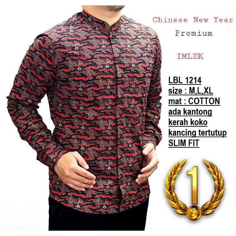 LBL 977 HEM BATIK PRIA SLIM FIT SPESIAL KEMEJA IMLEK CNY LUIGI BATANI