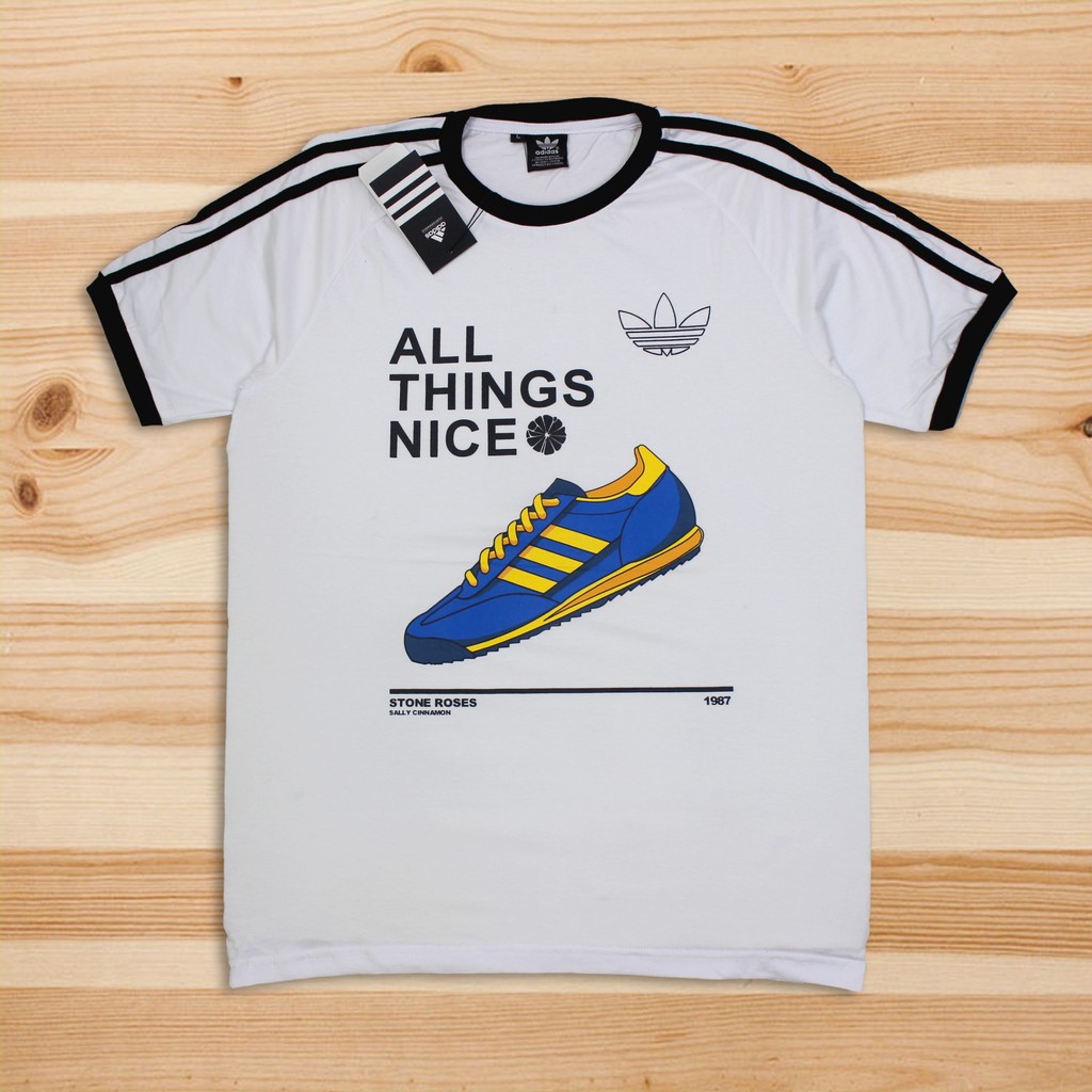 T SHIRT KAOS  ADIDAS  OASIS SLIDE AWAY WHITE AUTHENTIC 