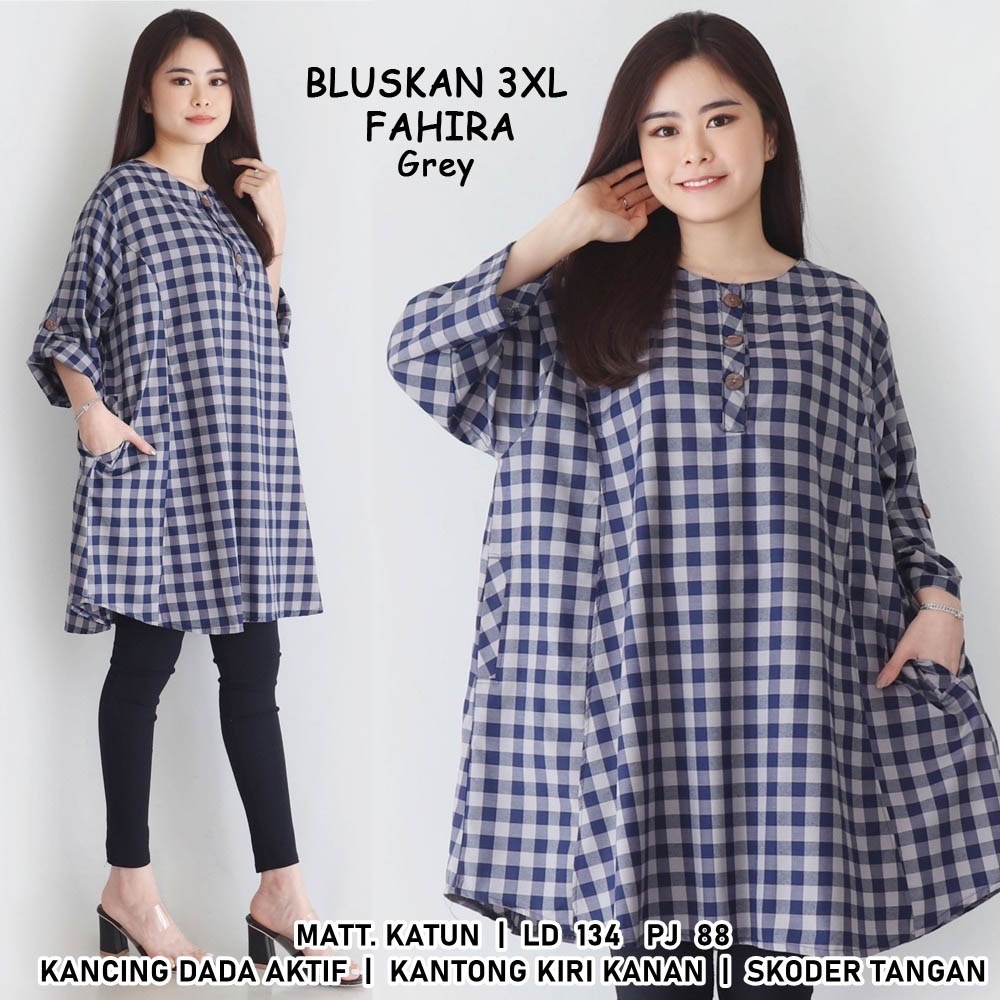 BIGCLO - (COD) LD 130cm Blouse Jumbo BLUSKAN 3XL Baju Atasan Wanita Jumbo Lengan Panjang