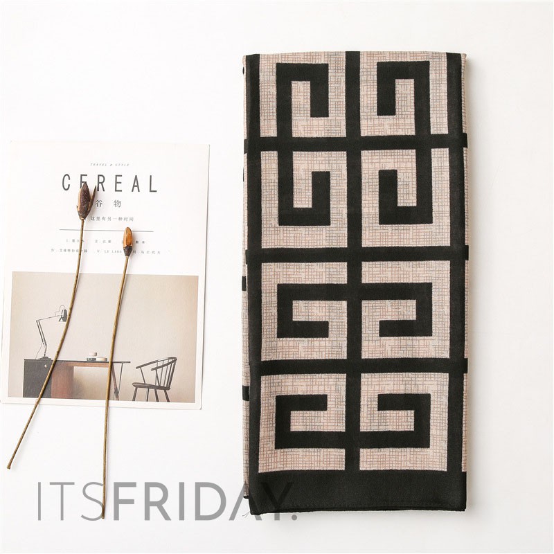 ITSFRIDAY VIOLETTA In BLACK Scarf  - Premium Pashmina Shawl Selendang Syal Pasmina Hijab Import Motif Clasic Geometri Brown Black