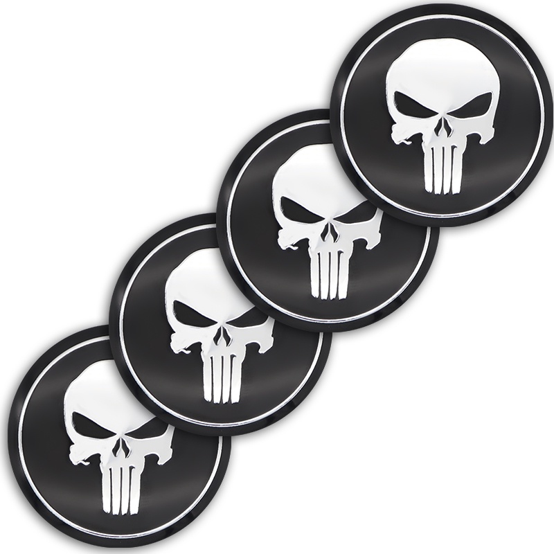 4 Pcs Sticker Emblem Dekorasi Velg Mobil Ukuran 56mm Motif SKULL